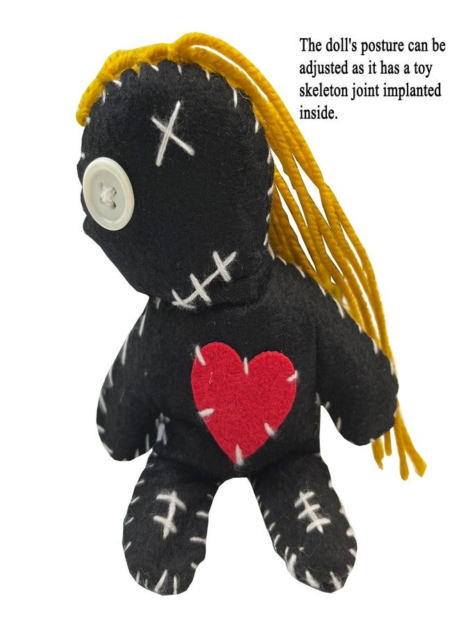 Stitch-Witch 6.2" Handmade Empath Protection Poppet Voodoo Doll, Halloween Decor, Witch Wicca Pagan Altar (Dark Golden Blonde Hair) - Image 4