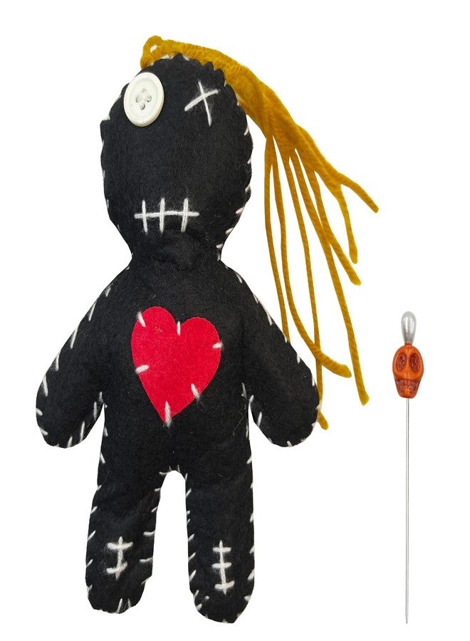 Stitch-Witch 6.2" Handmade Empath Protection Poppet Voodoo Doll, Halloween Decor, Witch Wicca Pagan Altar (Dark Golden Blonde Hair) - Image 1