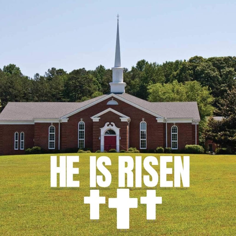 VictoryStore Yard Sign Outdoor Lawn Decorations  Easter Lawn Display He is Risen Religious Yard Signs 24 Inches Tall Stakes Included 12422 - Image 1
