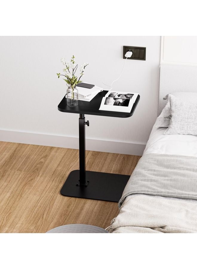 HOMESTAR Side Table Sofa Tray for Couch Heavy Metal Base Swivel/Adjustable Height, Sofa Bed Bathroom Study TV Tray C Shaped End Table Food Snack Trays for Eating - Image 1