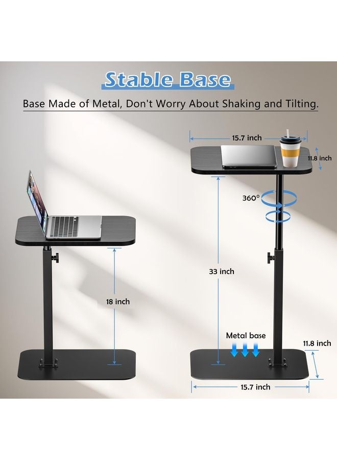 HOMESTAR Side Table Sofa Tray for Couch Heavy Metal Base Swivel/Adjustable Height, Sofa Bed Bathroom Study TV Tray C Shaped End Table Food Snack Trays for Eating - Image 3