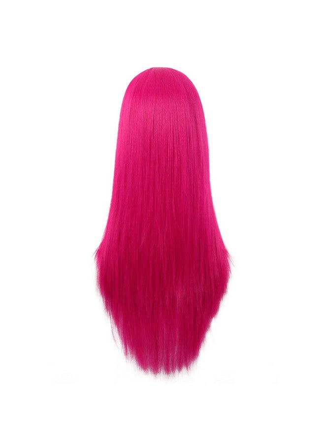 MapofBeauty MapofBeauty 28 Inch/70 cm Women Special Long Straight Synthetic Wig (Hot Pink)  - Image 4