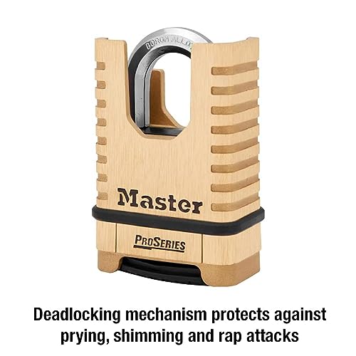 Master Lock ProSeries Brass Padlock, Set Your Own Combination Lock, Commercial Grade Locks with Code for Tools, Fences, Gates, 2-1/4 inches Wide, 1177D - Image 5