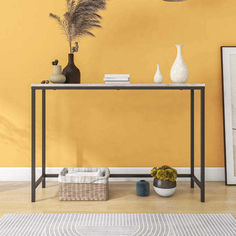 FOUBAM Console Table - Narrow Entryway, Thin Sofa Table Behind Couch, Long Hallway Table for Living Room, Sturdy Coffee Snack Side End Table (Black & Oak) - Image 2