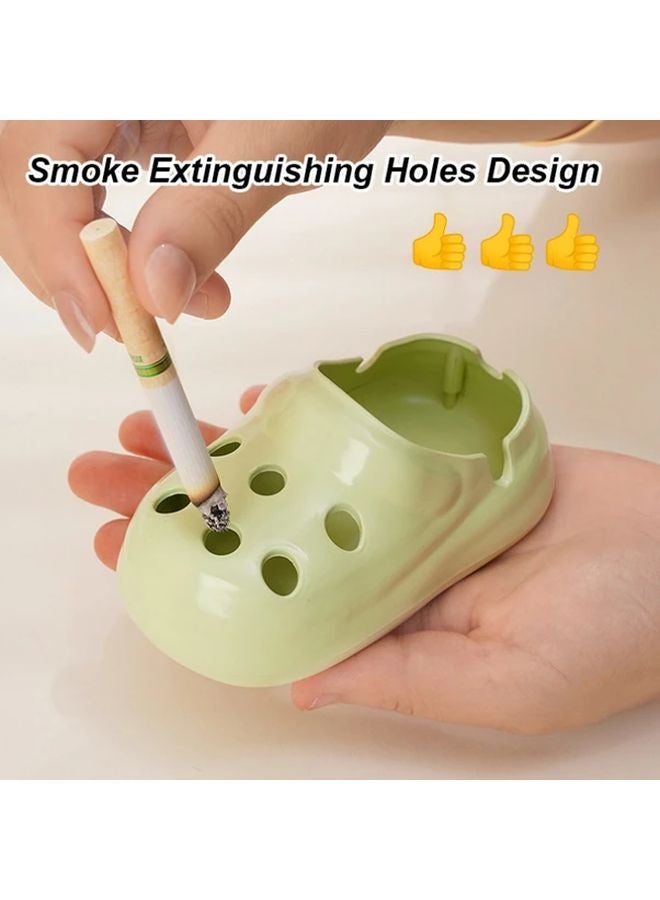 Green Modern Clog Shaped Ashtray with Multiple Compartments for Home and Office - Image 5