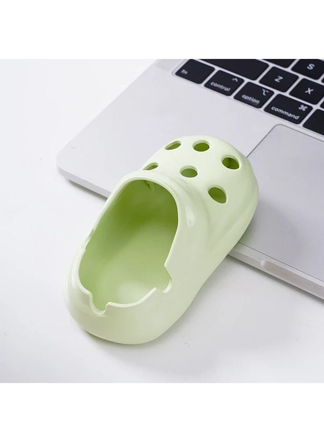 Green Modern Clog Shaped Ashtray with Multiple Compartments for Home and Office - Image 1