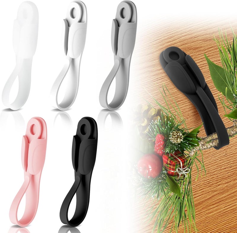 OXDFK 5 PCS Christmas Garland Hanger for Mantle Garland Hooks, Christmas Wreath Ties, Fireplace Stocking Holder, Silicone Adhesive Wreath Hooks for Fireplace Mantle, Stairways Banister (5 Colors) - Image 1