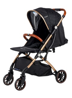 BABY PLUS Baby Stroller with Ultimate Comfort| Stylish Baby Carriage with Packing Bag - Foldable, Adjustable Seat, Canopy & Safety Belt for Infants & Toddlers, 0-5 Years (BLACK)  - Image 2