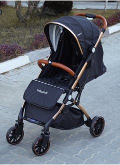 BABY PLUS Baby Stroller with Ultimate Comfort| Stylish Baby Carriage with Packing Bag - Foldable, Adjustable Seat, Canopy & Safety Belt for Infants & Toddlers, 0-5 Years (BLACK)  - Image 3