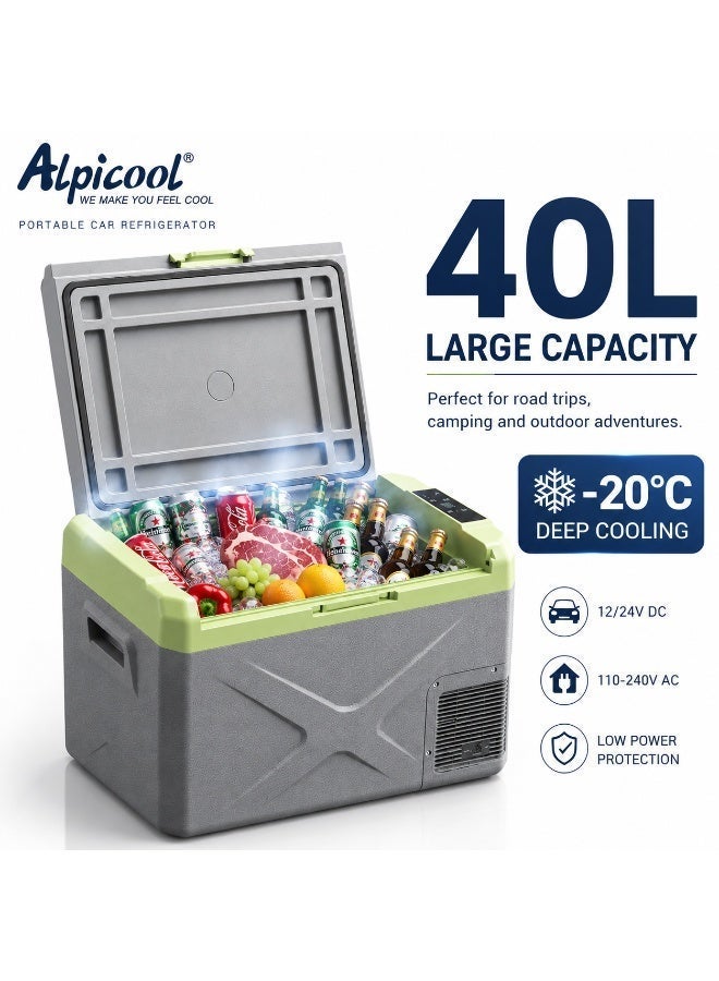 Alpicool X40 40L Portable Car Refrigerator 12V/24V DC & 110–240V AC, Deep Cooling to –20°C, Compact Freezer for Camping, Travel & Home - Image 1