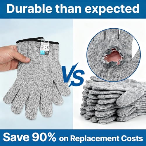 GOL-SIV Level 5 Cut Resistant Gloves Touch-Screen Compatible Cut Resistant Gloves Food Grade For Oyster Shucking, Meat Cutting, Mandoline Slicer, Knife Handling, Wood Carving(Grey, M) - Image 4