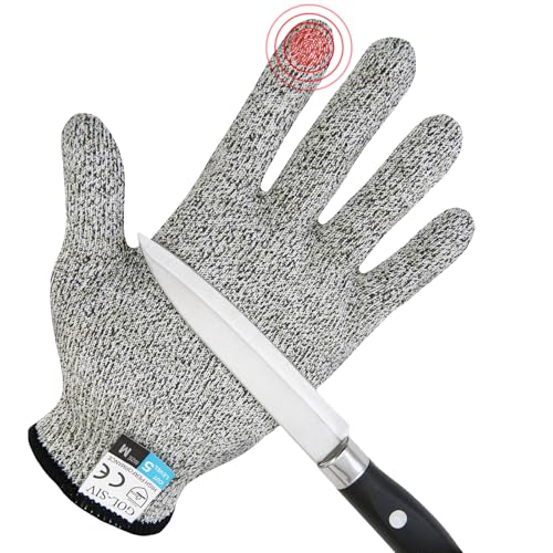 GOL-SIV Level 5 Cut Resistant Gloves Touch-Screen Compatible Cut Resistant Gloves Food Grade For Oyster Shucking, Meat Cutting, Mandoline Slicer, Knife Handling, Wood Carving(Grey, M) - Image 1