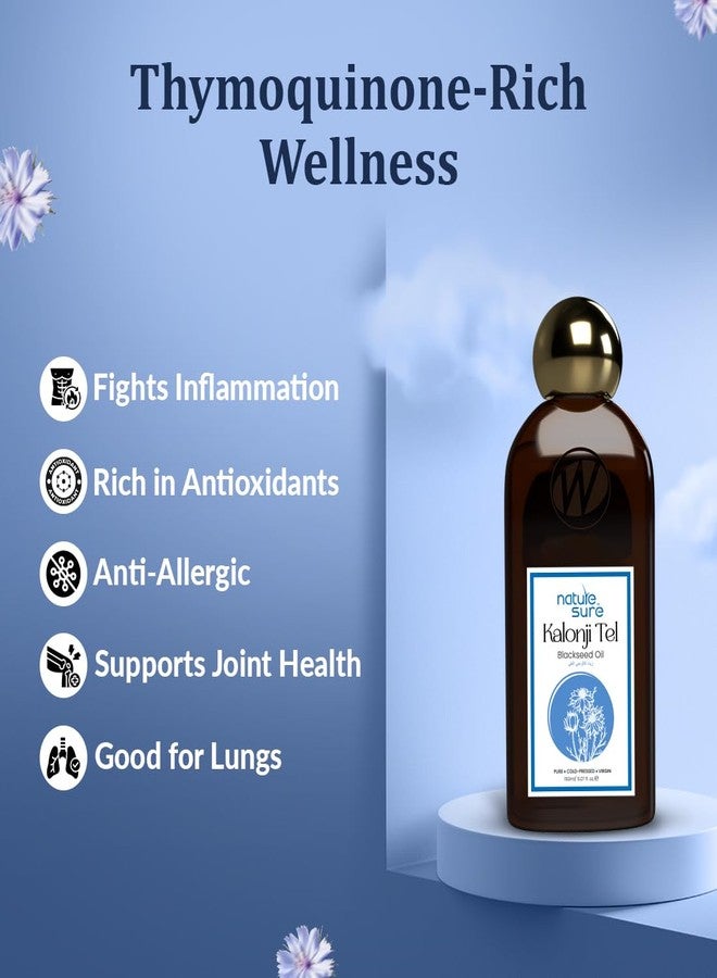 Nature Sure Kalonji Oil Cold Pressed Black Seed Oil for Skin, Hair & Massage, Skin Firming & Anti Aging - 150ml - Image 2