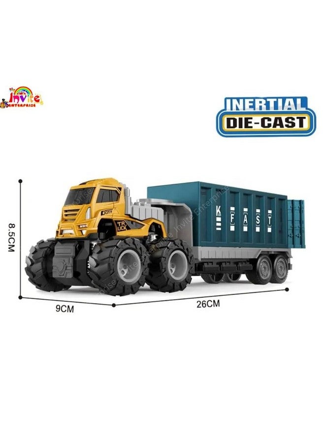 Invite Enterprise Invite 1:43 4WD Diecast Alloy Logistic-Transportation Big Truck Toys with Friction Powered Miniature Car Vehicle Toy for Kids, Boys and Girls (2 Color Truck = Sent Any 1 Truck)  - Image 2