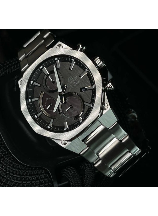 Casio Edifice EFS-S570D-1AUDF Men’s Slim Solar Stainless Steel Watch with Black Dial & Sapphire Crystal – 100m Water Resistant - Image 2