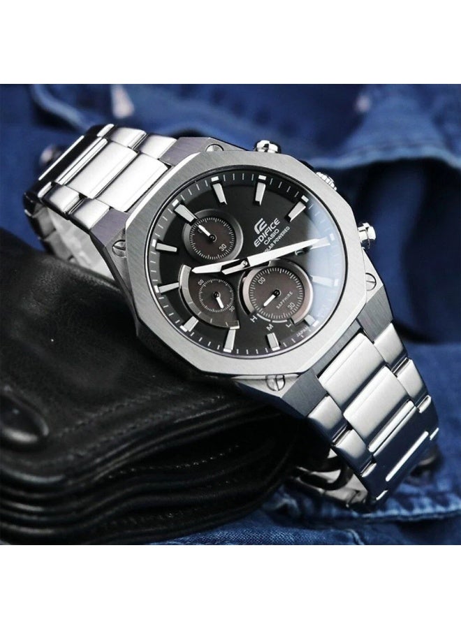 Casio Edifice EFS-S570D-1AUDF Men’s Slim Solar Stainless Steel Watch with Black Dial & Sapphire Crystal – 100m Water Resistant - Image 3