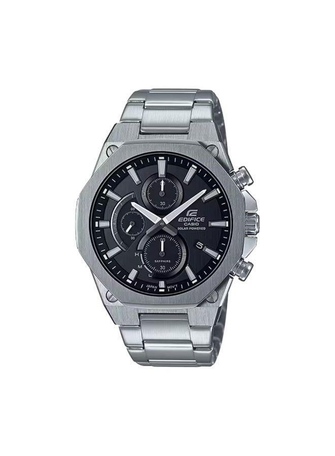 Casio Edifice EFS-S570D-1AUDF Men’s Slim Solar Stainless Steel Watch with Black Dial & Sapphire Crystal – 100m Water Resistant - Image 1