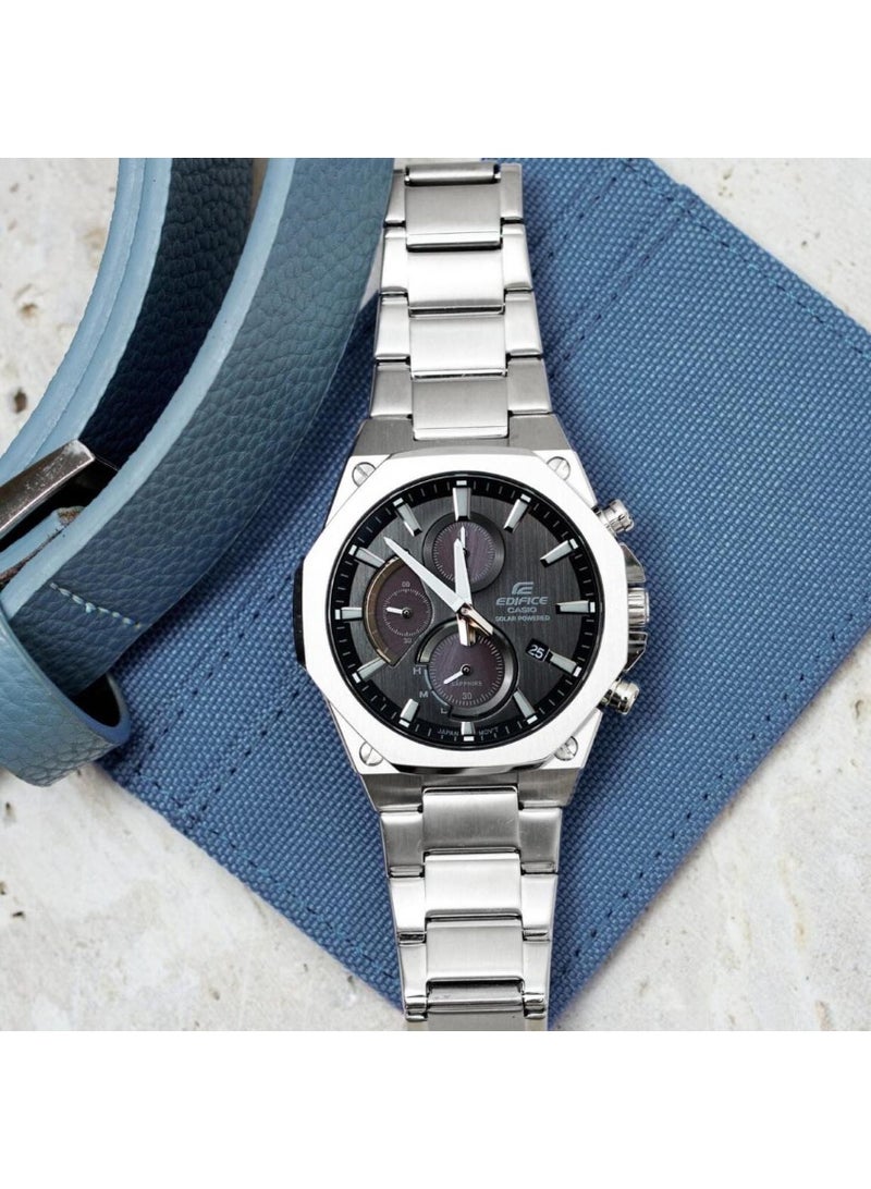 Casio Edifice EFS-S570D-1AUDF Men’s Slim Solar Stainless Steel Watch with Black Dial & Sapphire Crystal – 100m Water Resistant - Image 4