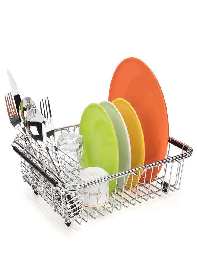 SANNO Expandable Dish Drying Rack,Large Dish Drainer Drainwith 4 Division Utensil Silverware Cutlery Holder, Expandable Dish Rack Shelf Dish Rack in Sink or Over Sink On Counter Stainless Steel - Image 5