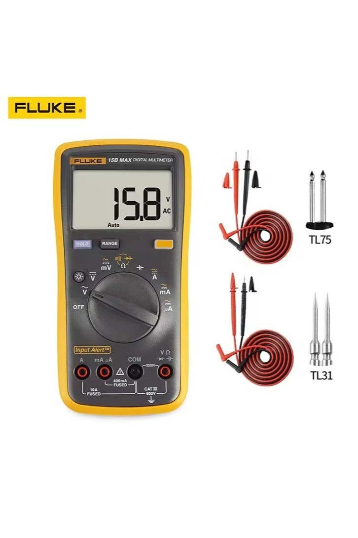 FLUKE Fluke 15B MAX KIT Digital Multimeter – Complete Testing Solution with TL31 Fine-Tip & TL75 Standard Test Leads
