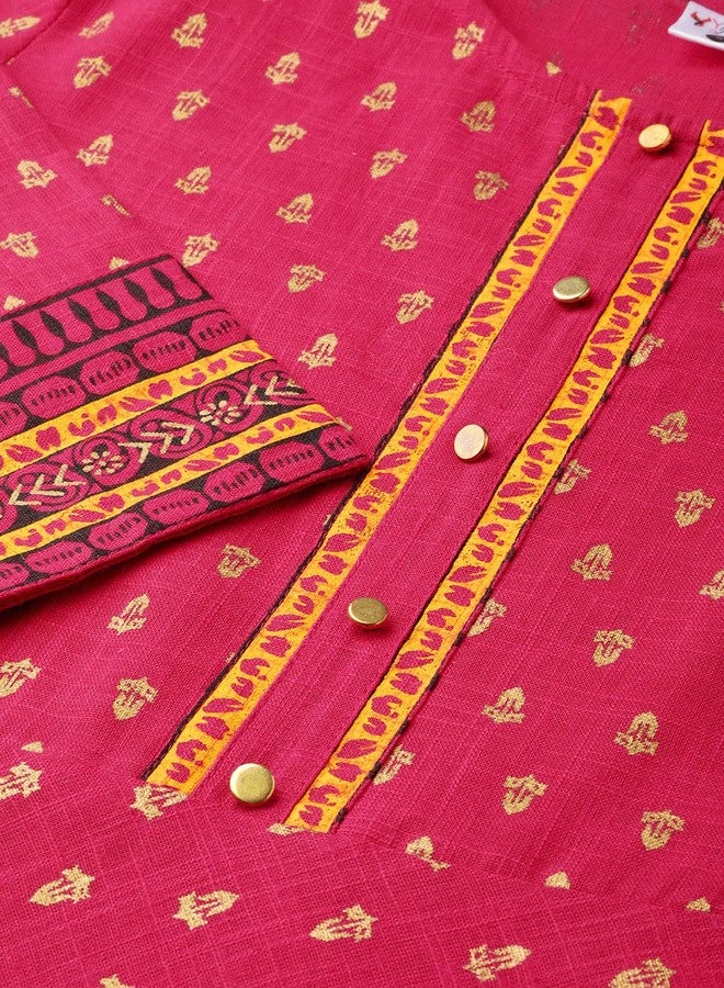 Yash Gallery Women's Cotton Slub Printed Anarkali Regular Fit Kurta for Women (1187YKPINK_Pink_Medium) - Image 5