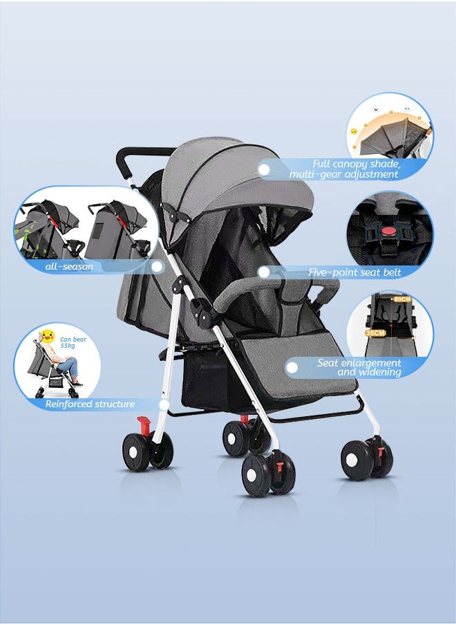 Toddler Travel Stroller Foldable and Lightweight Baby Stroller with Storage Basket