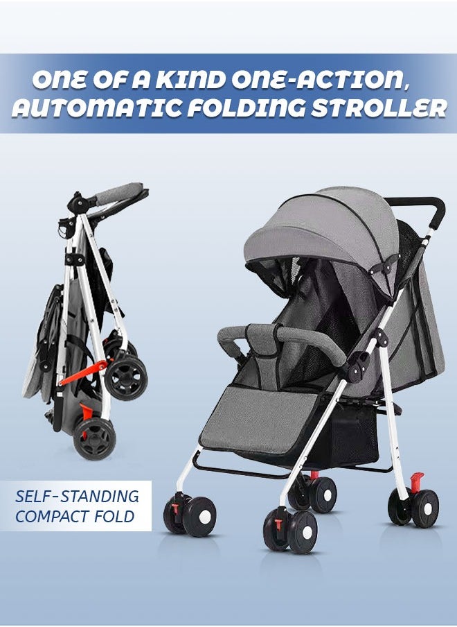 Toddler Travel Stroller Foldable and Lightweight Baby Stroller with Storage Basket