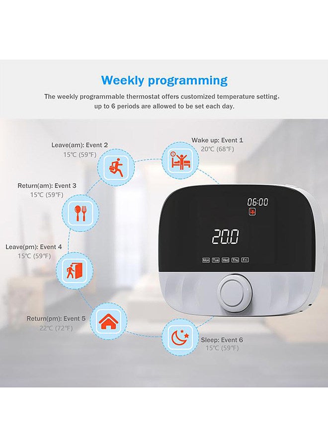 ترموستات غلاية ذكي WIFI مع التطبيق والتحكم الصوتي، شاشة LCD ملونة، ترموستات ذكي للغرفة الرقمية القابلة للبرمجة  - Image 2