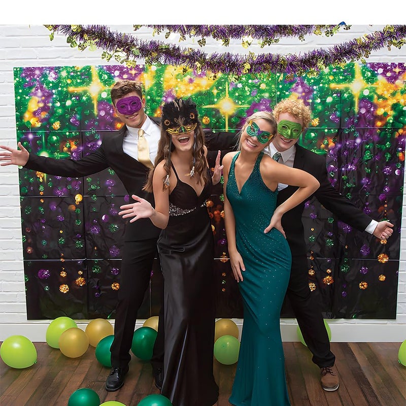 Fun Express Mardi Gras Glitter Half Masks - Apparel Accessories - 12 Pieces - Image 2