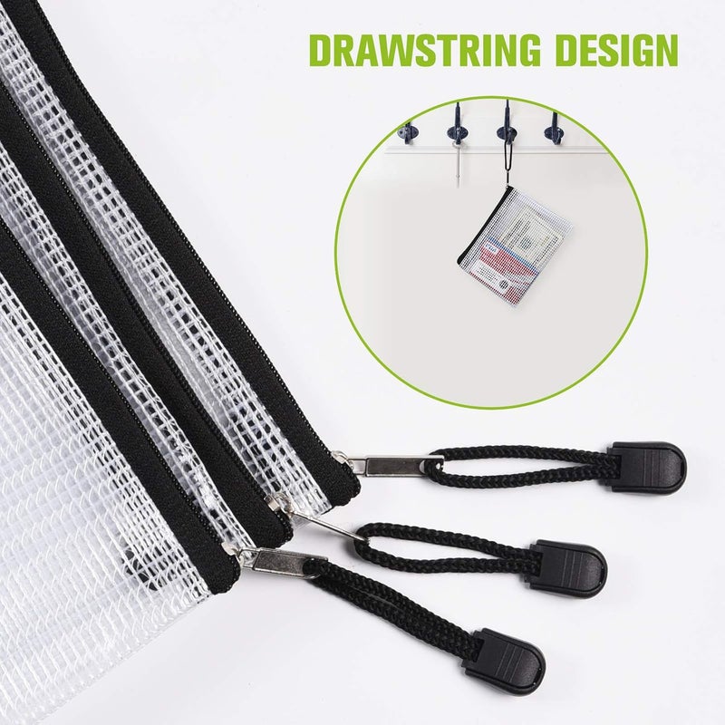 ASTEN Mesh Zipper Pouch, 6PCS Waterproof Plastic Mesh ZipperBag, B5 Size Tear-Resistant Document Pouch, Extra Large Zip File Bags, for School Office Supplies Home Travel Storage(11.26×7.9 Inch) - Image 5