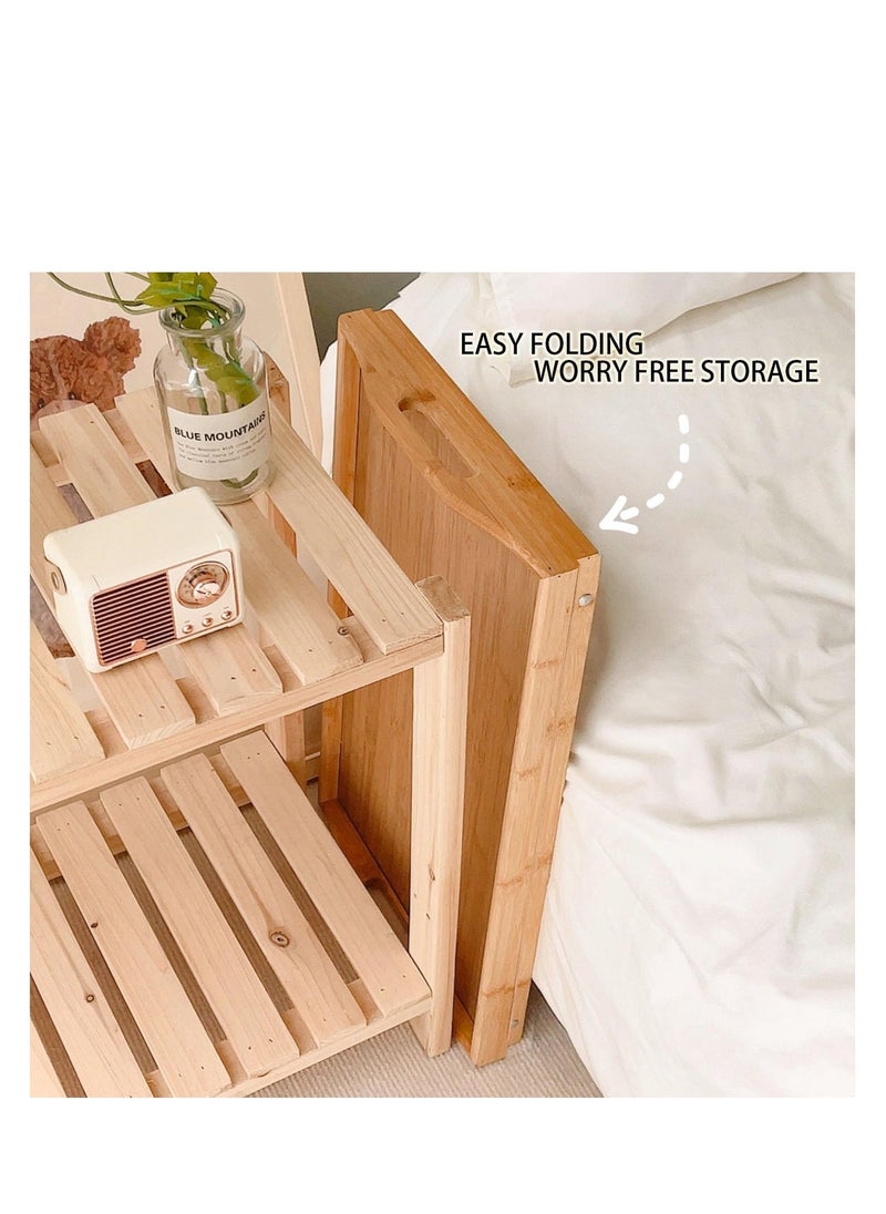 CityRiya-Long - Foldable Laptop Desk Small Folding Desk Bamboo Wood Bed Tray Portable Lazy Table for Working Reading Studing Breakfast and Eating Snack (Wooden) - Image 1