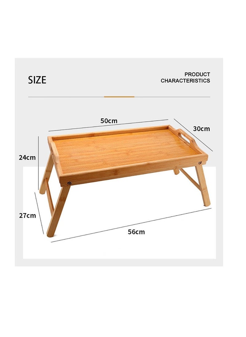 CityRiya-Long - Foldable Laptop Desk Small Folding Desk Bamboo Wood Bed Tray Portable Lazy Table for Working Reading Studing Breakfast and Eating Snack (Wooden) - Image 1