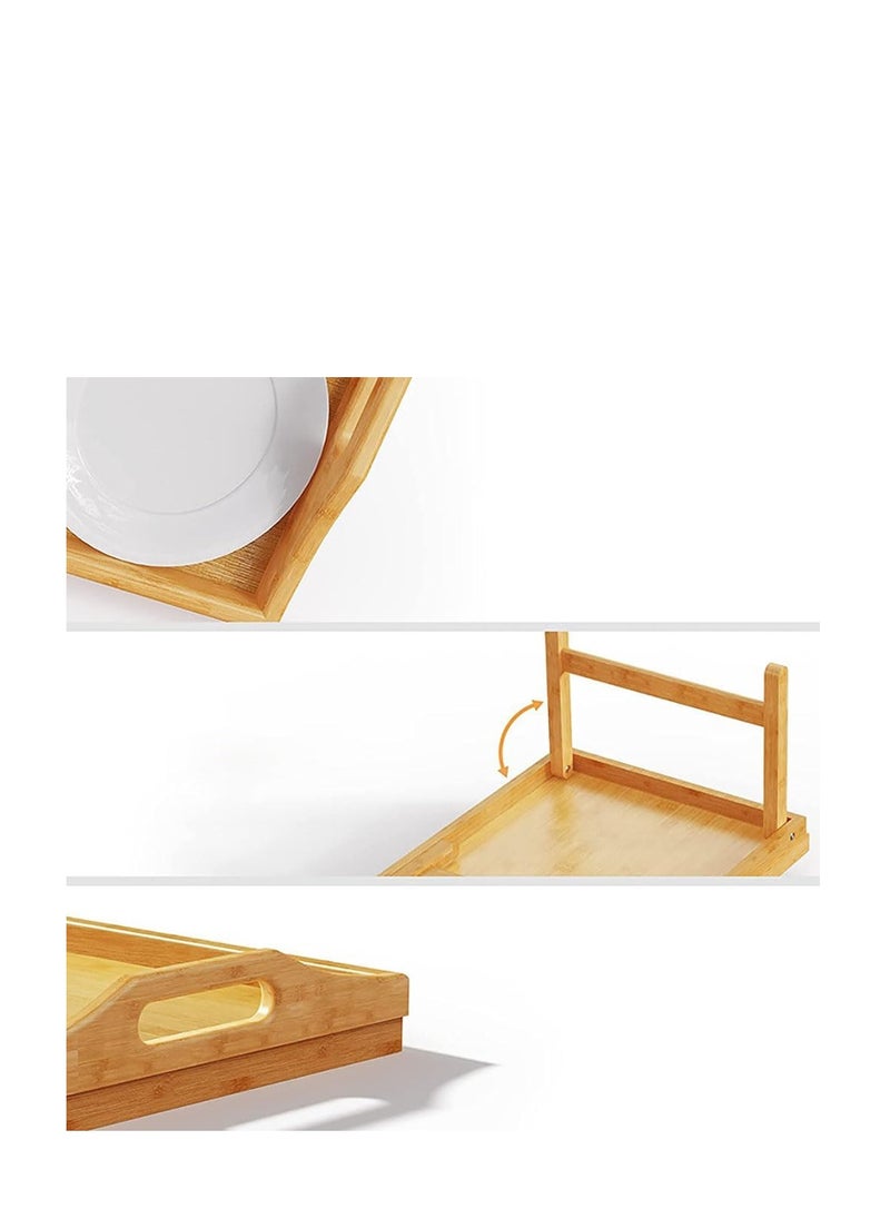 CityRiya-Long - Foldable Laptop Desk Small Folding Desk Bamboo Wood Bed Tray Portable Lazy Table for Working Reading Studing Breakfast and Eating Snack (Wooden) - Image 1
