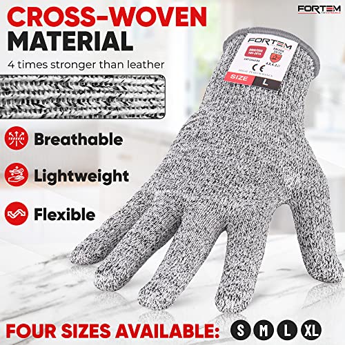 FORTEM Cut Resistant Gloves, 4x, Level 5 Protection Cutting Gloves For Oyster Shucking, Kitchen Work, Food Grade, EN388 Certified (Extra Large) - Image 5
