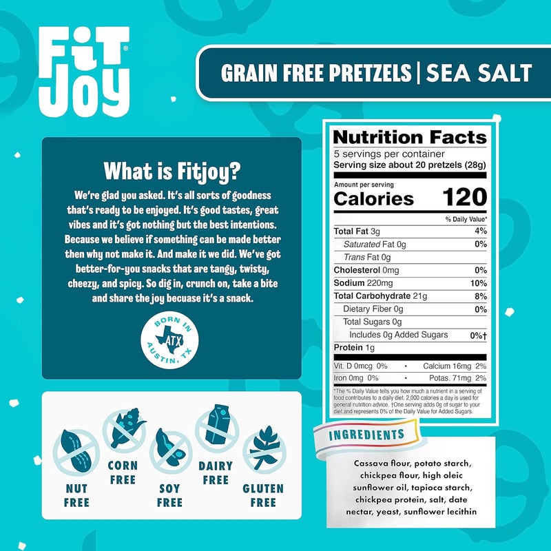 FIT JOY FitJoy Gluten Free Sea Salt Pretzels - 6 Pack - Image 2