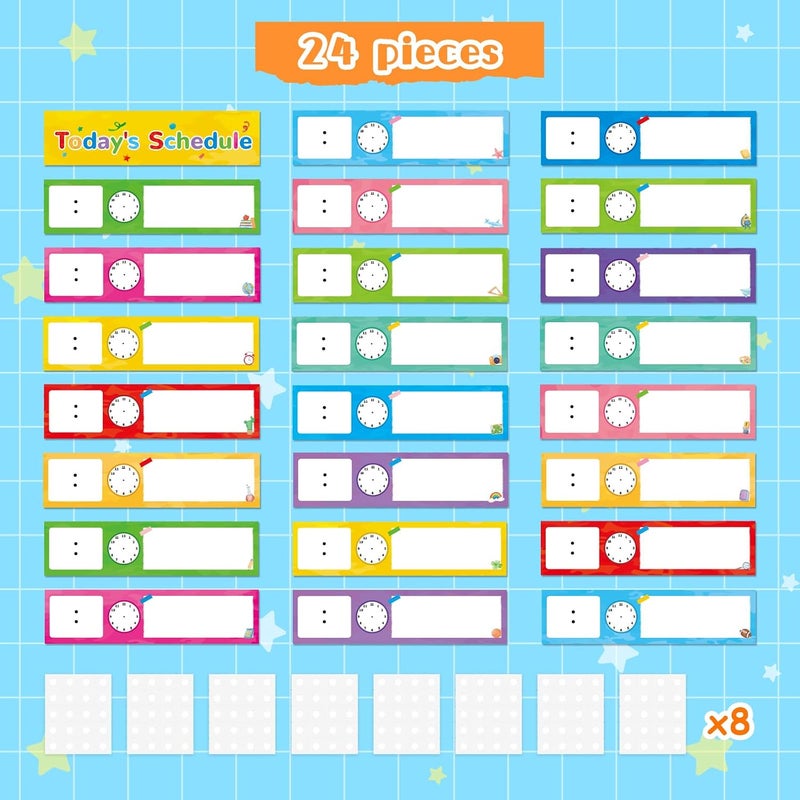 Omlisca 24 Pcs Daily Schedule Cards Schedule Board for Kids Teacher Schedule Chart Daily Plan Classroom Pocket Chart for Office School Homeschool Decorations - Image 5