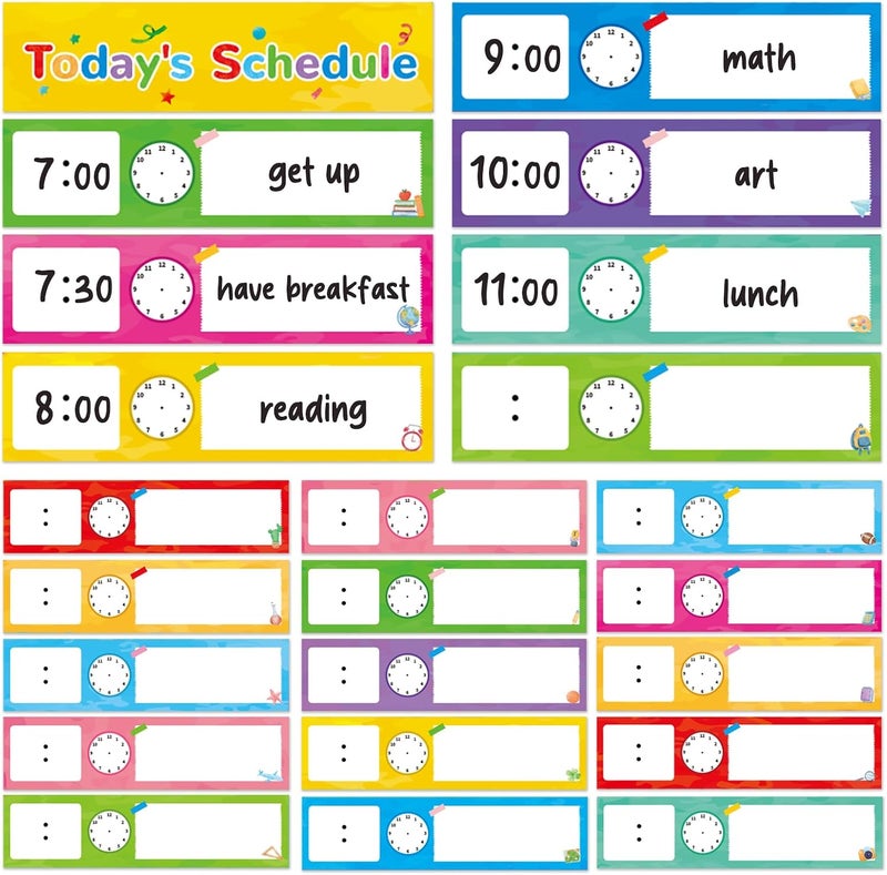 Omlisca 24 Pcs Daily Schedule Cards Schedule Board for Kids Teacher Schedule Chart Daily Plan Classroom Pocket Chart for Office School Homeschool Decorations - Image 1