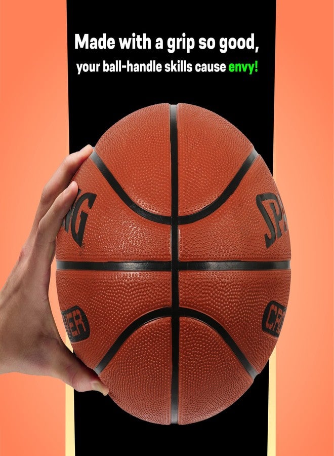 Spalding Crossover Rubber Moulded Indoor/Outdoor Basketball With Rubber Bladder, Brick, Size: 6 (Suitable for Practice/Match/Training) + Free Air Needle - Image 5