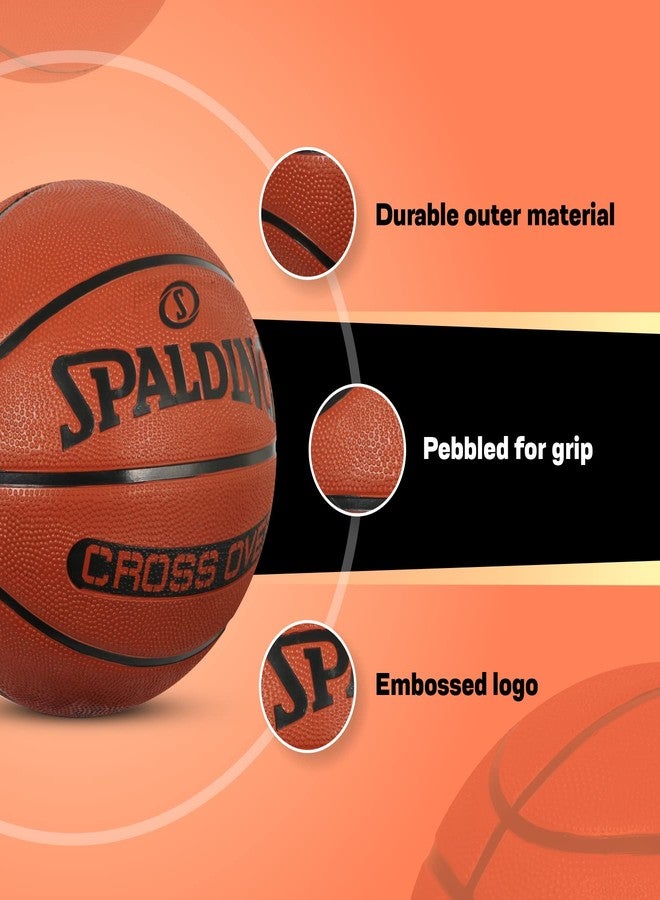 Spalding Crossover Rubber Moulded Indoor/Outdoor Basketball With Rubber Bladder, Brick, Size: 6 (Suitable for Practice/Match/Training) + Free Air Needle - Image 4