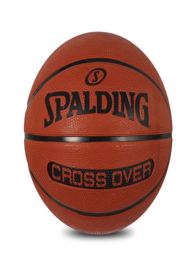 Spalding Crossover Rubber Moulded Indoor/Outdoor Basketball With Rubber Bladder, Brick, Size: 6 (Suitable for Practice/Match/Training) + Free Air Needle - Image 1