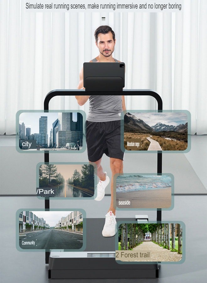 كلناميان جهاز مشي كهربائي قابل للطي هادئ للغاية مع لوحة مسطحة ومساند للذراعين للاستخدام في المنزل - Image 4