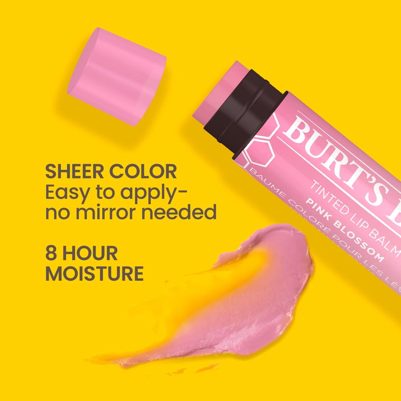 Burt's Bees Burts Bees Tinted Lip Balm Pink Blossom; 8 Hour Moisture; Provides a Hint of Color; Nourishing Shea Butter; 100% Natural Origin; 1 Tube; 0.15 Oz. (Package May Vary) - Image 3