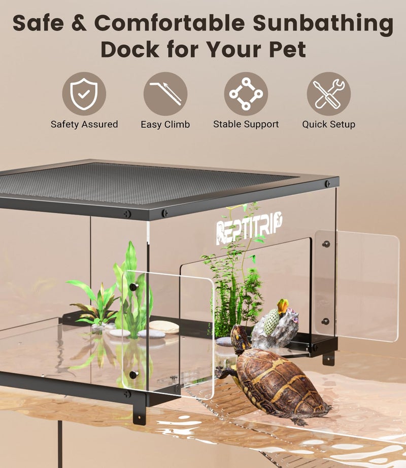 REPTITRIP Turtle Basking Platform for 18-19 Inchs Wide Aquariums - Last Long Stainless Steel Supports & Mesh, Non-Slip Ramp for Aquatic Turtles, Turtle Tank Accessories (Extra Large) - Image 4
