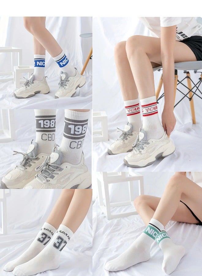 ShebSheb 5 Pairs Women Crew Socks Retro Slouch Socks For Women Solid Casual Crew Socks - Image 4