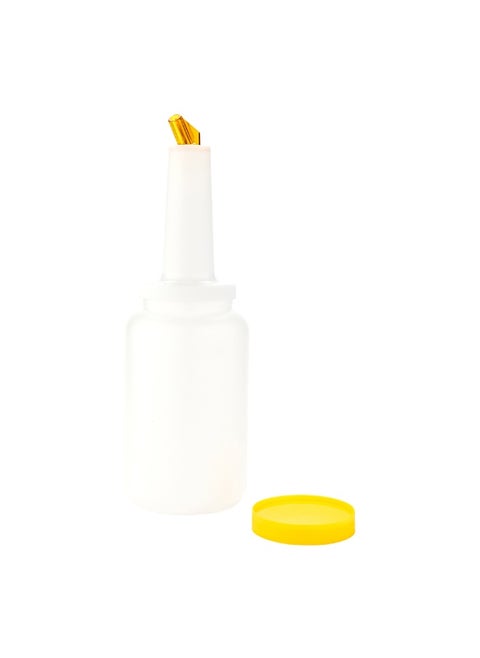 2.5 qt Plastic Quick Pour Storage Container Bottle - with Yellow Spout and Lid - Bar Storage Bottle - 5" x 5" x 15" - 1ct Box - Bar Lux