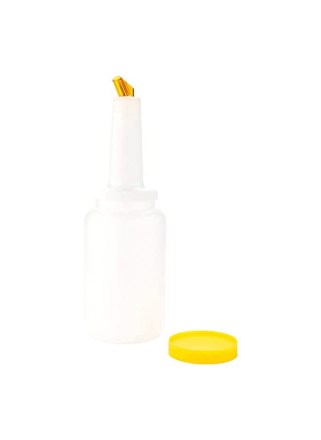 2.5 qt Plastic Quick Pour Storage Container Bottle - with Yellow Spout and Lid - Bar Storage Bottle - 5" x 5" x 15" - 1ct Box - Bar Lux