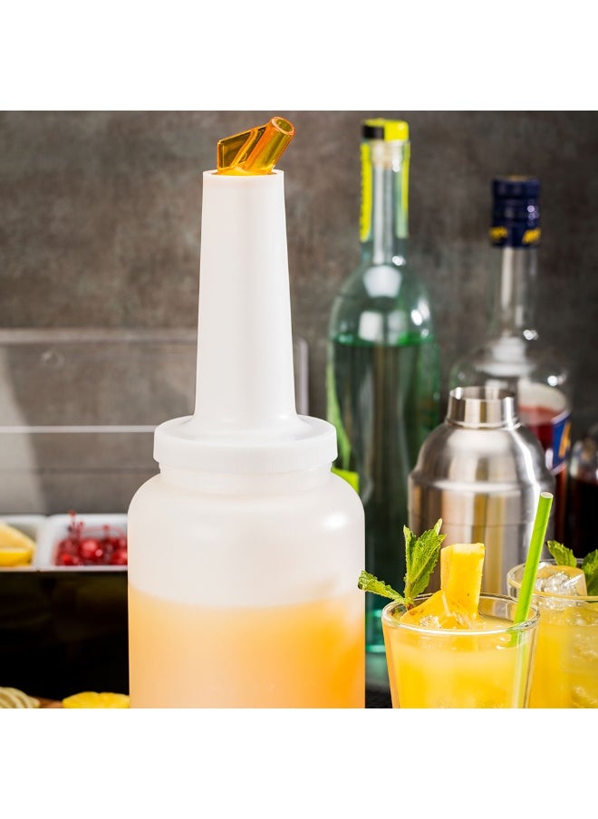 2.5 qt Plastic Quick Pour Storage Container Bottle - with Yellow Spout and Lid - Bar Storage Bottle - 5" x 5" x 15" - 1ct Box - Bar Lux