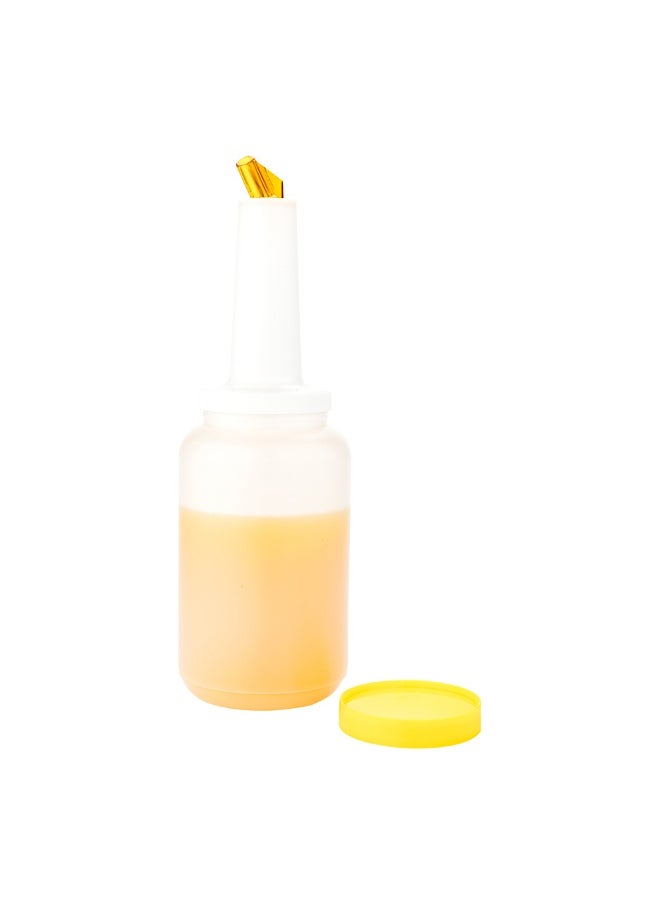 2.5 qt Plastic Quick Pour Storage Container Bottle - with Yellow Spout and Lid - Bar Storage Bottle - 5" x 5" x 15" - 1ct Box - Bar Lux