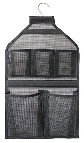 MISSLO Bathroom Shower Organizer Mesh Hanging Shower Caddy with Rotatable Hanger (Black) - Image 1