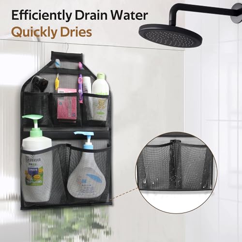 MISSLO Bathroom Shower Organizer Mesh Hanging Shower Caddy with Rotatable Hanger (Black) - Image 5